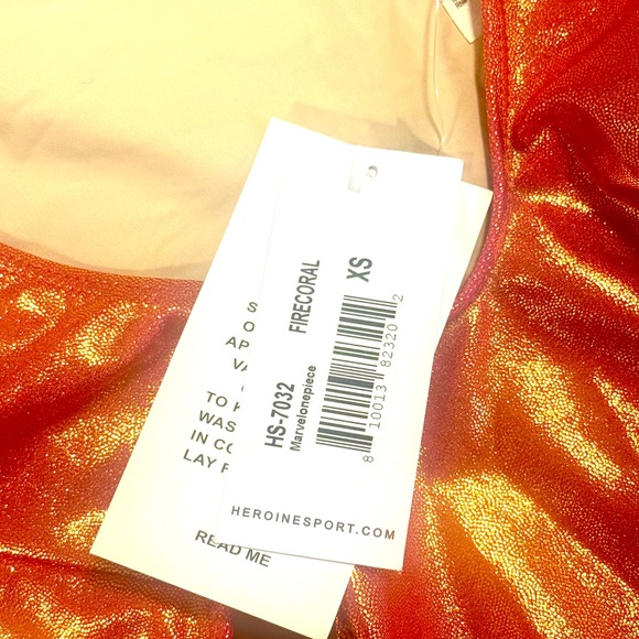 NEW Shiny Firecoral Red One-Piece Swimsuit XS - Picture 5 of 5